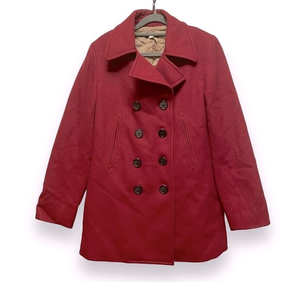 J. Crew Maroon Thinsulate Wool Pea Coat 61417 - Picture 1 of 8